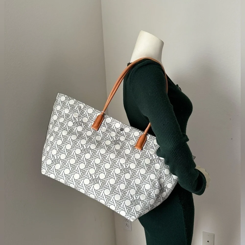 New Tory Burch basketweave Print tote bag